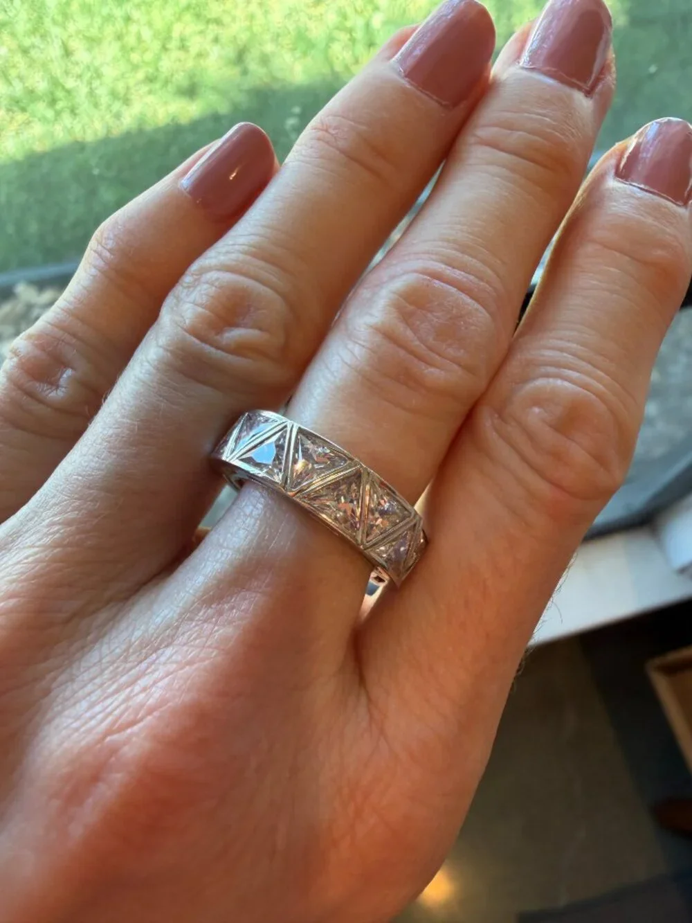 Radiance by Absolute 925 Art Deco Trilliant-Cut Bezel Set Eternity Ring - 6
